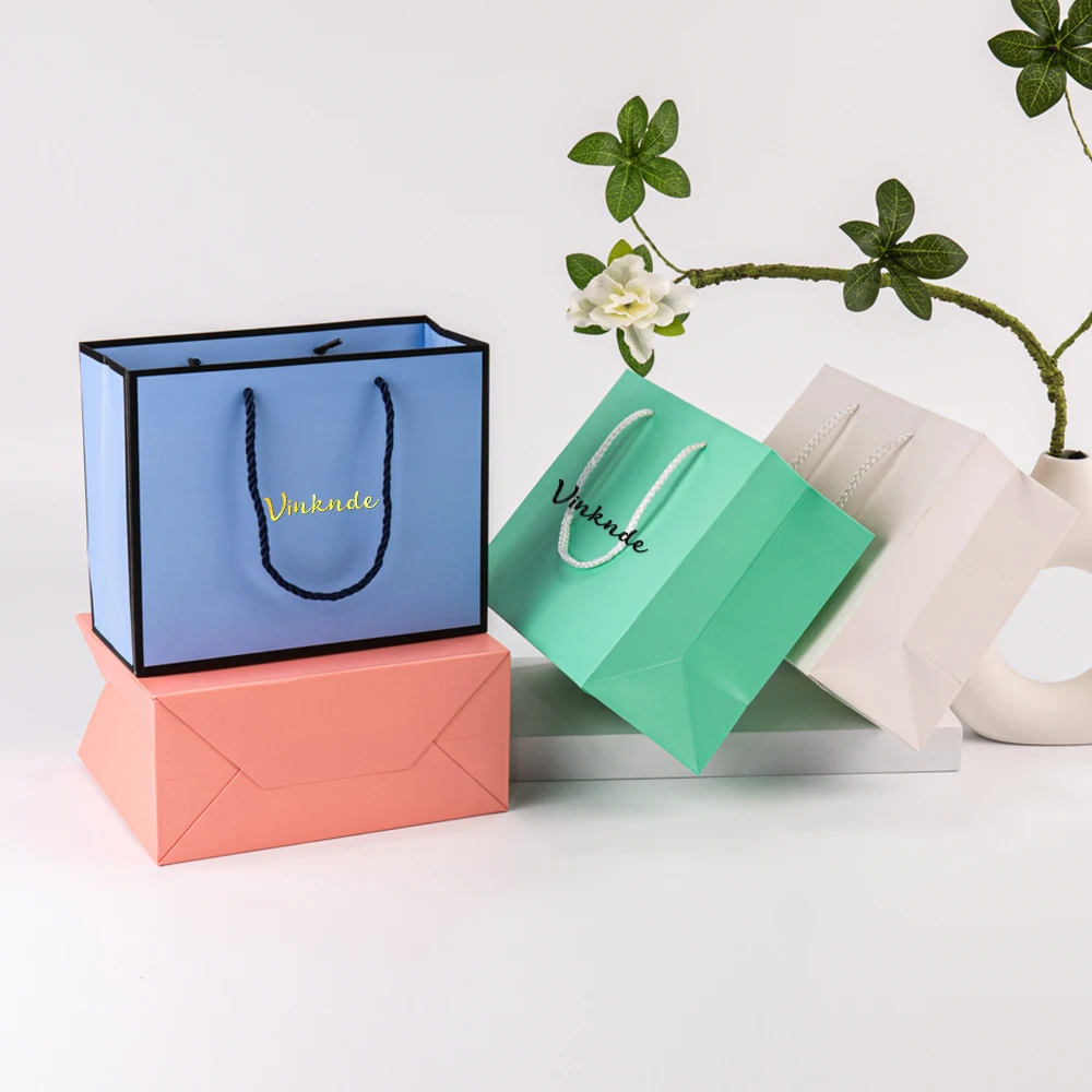 

24 шт., роскошный бутик для покупок, подарочная сумка для рукоделия, одежда, обувь, ювелирные изделия, упаковка для духов, бумажные сумки-тоут с вашим логотипом