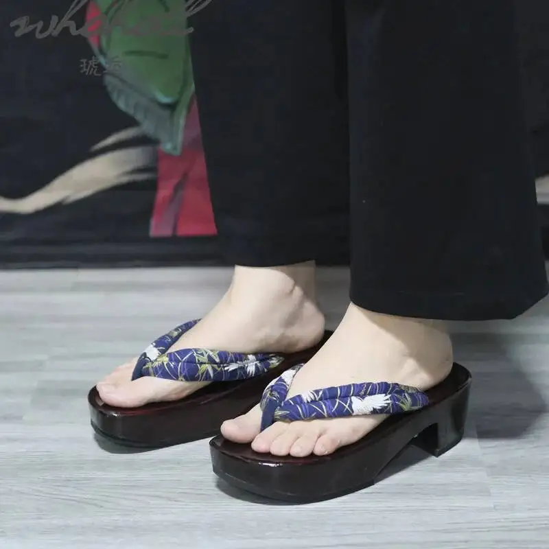 Japanese Wooden Gets Summer Women Slippers Indoor Household Platform Sandals Clogs Female Flip Flops Anime Cosplay Shoes