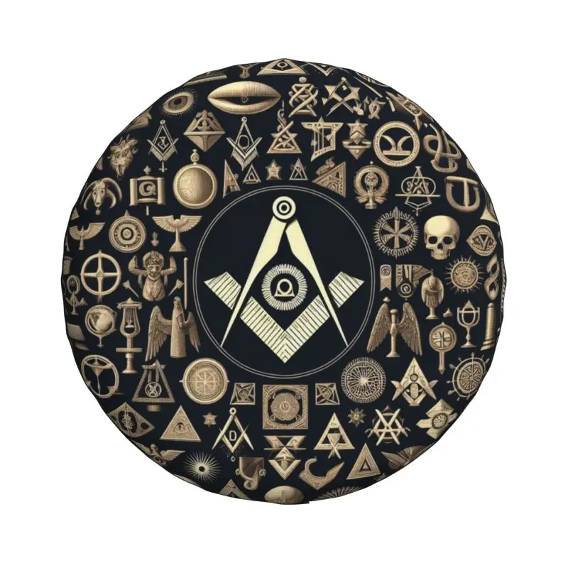 Custom Masonic Freemason Spare Tire Cover for Jeep Toyota Mitsubishi 4WD 4x4 Trailer Car Wheel Protector 14