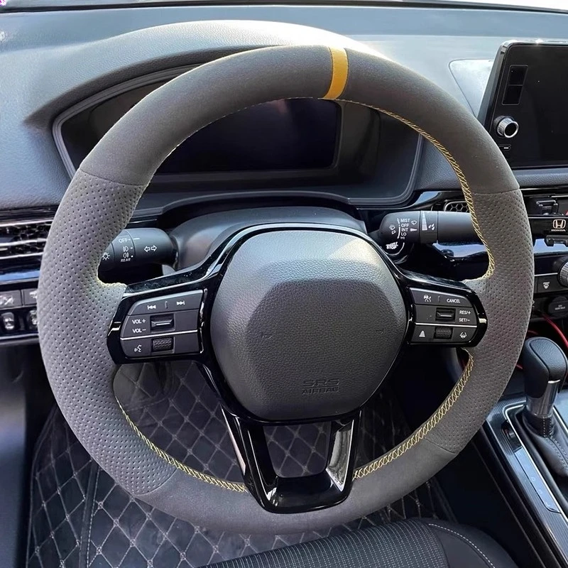 Hand-Sewn Non-slip Suede Nappa Leather Steering Wheel Cover For Honda Integra 11th Civic Breeze CR-V HR-V Accord Car Accessories