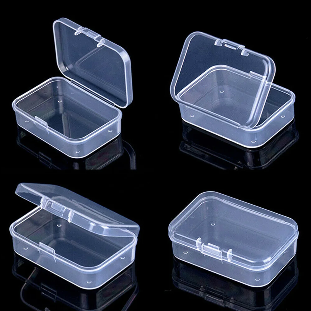 Plastikowa prostokątne pudełko do przechowywania pudełko typu Organizer Mini przezroczysta małe pudełka pudło do pakowania pudełko do przechowywania pyłoszczelna trwała biżuteria Cas