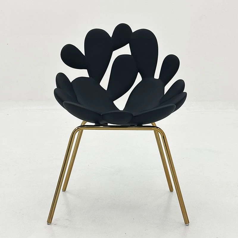 

Nordic Italian minimalist casual creative petal shape dining chair modern design metal skeleton backrest rest