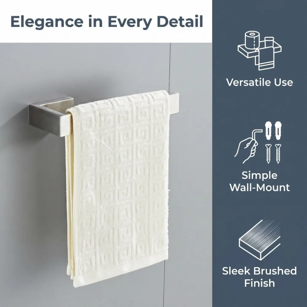 Stainless Steel Towel Rack Corrosion Resistant Silver Towel Bar Rust Resistant Wall Mounted Towel Holder Bathroom Kitchen