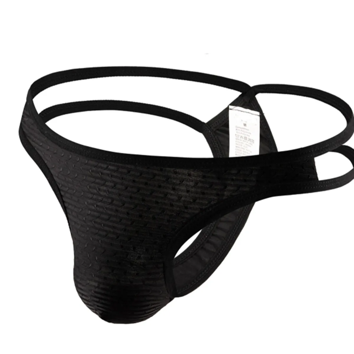 Men's Bulge Jockstrap Thongs Gays Sexy Low Wiat U Pouch Open Butt Cozy Breathable Textured Double G-String Gays Erotic Underwear