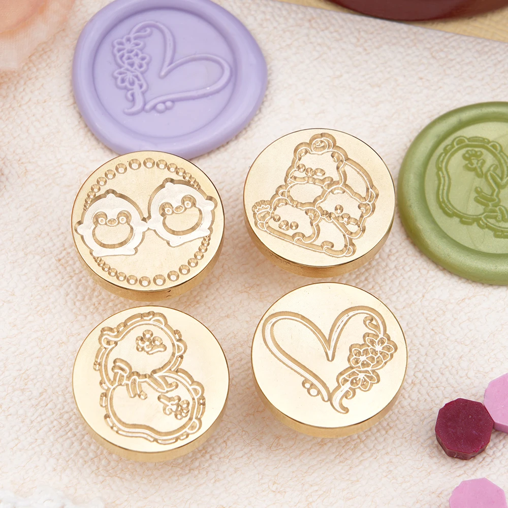 ختم من الشمع طوابع البطاريق الحب القلب زهرة مختلط نمط النحاس رئيس بطاقات المعايدة المغلف دعوة ديكور الحرفية المشروع #3