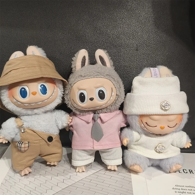 

Рубашка в студенческом стиле Labubu 17 см, модный вязаный свитер с камелией, высококачественный комбинезон с принтом, аксессуары для галстука