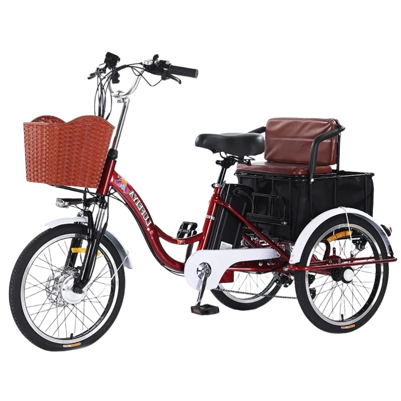 

Adult 3 Wheel Electric Bicycle for Lithium Battery 350W 48V 12A Range 40km 20 Inch Electric Tricycle Bike with Pull Basket