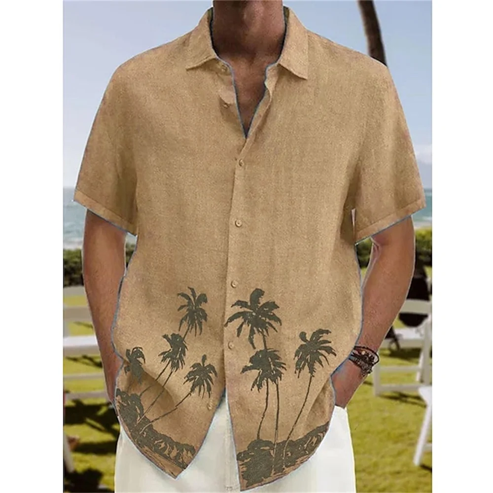 Men's Summer Shirt Hawaii Oversized  Neck Fleece Lined Thickened Special Wide Fit Autumn Clothing Nine Points Sleeve