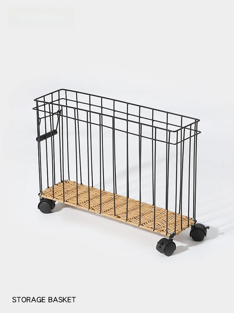 

Nordic Style Metal Storage Basket with Wheels for Sports Equipment Organization Yoga Mat Storage Rack Multi-Functional Home Use