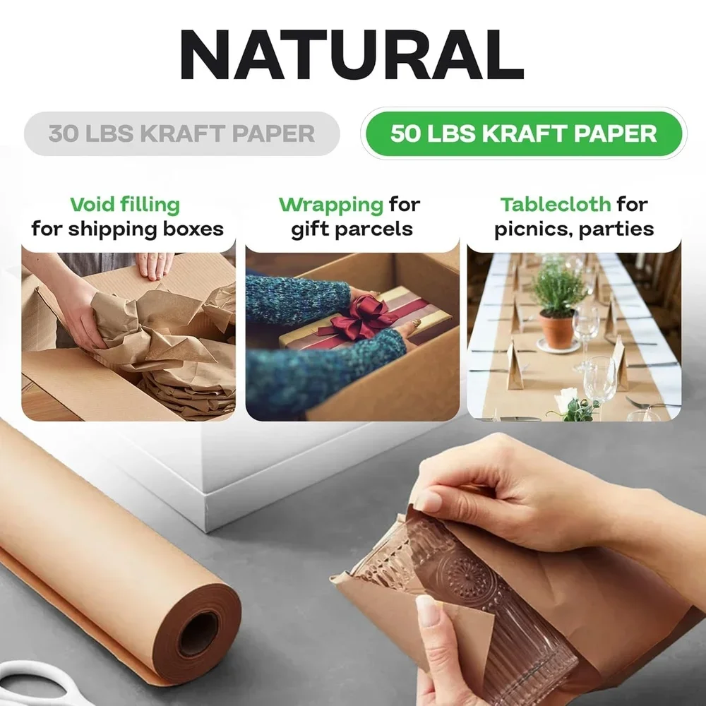 Zware Bruine Kraftpapierrol Verpakking Verzending Ambachten 720ft Ongecoat 50lb Dikte Duurzaam Kunstbenodigdheden Verplaatsen