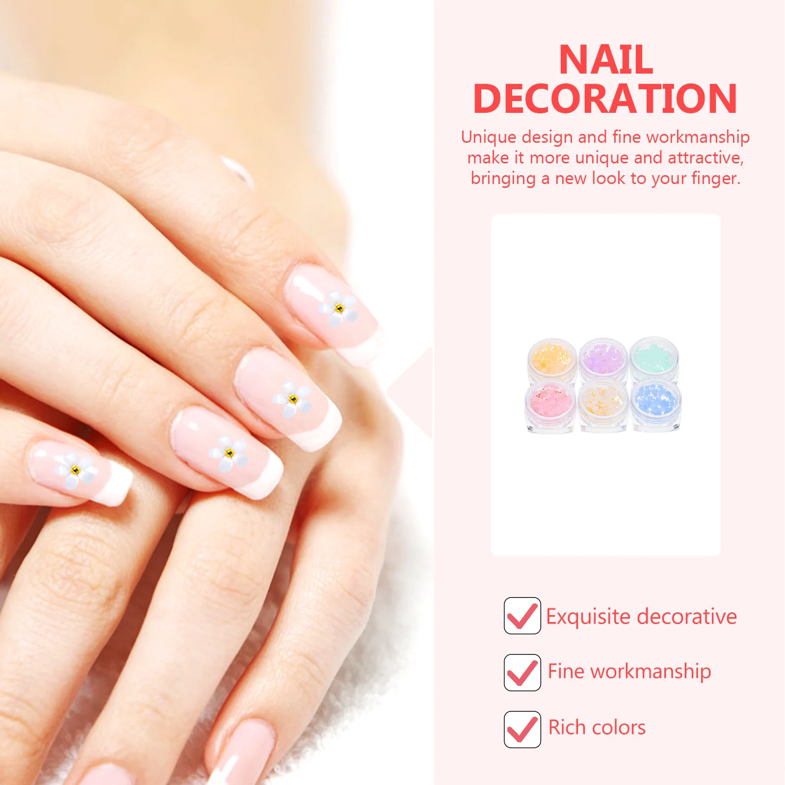 

6 Boxes Nail Art Accessories Manicure nament DIY Flower Decor Charms Resin Material Long Lasting Use Creative Unique Design
