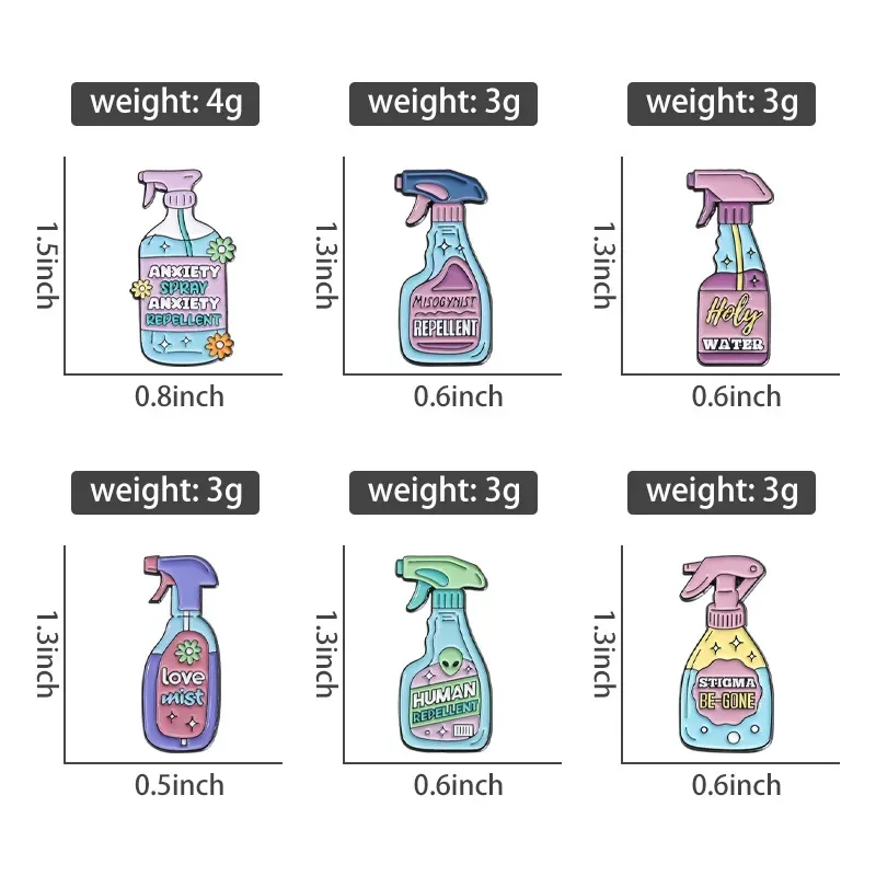 Anxiety Spray Cartoon Enamel Pins Human Repellent Brooch Custom Metal Lapel Badge Backpack Jewelry Accessory Gift Wholesale