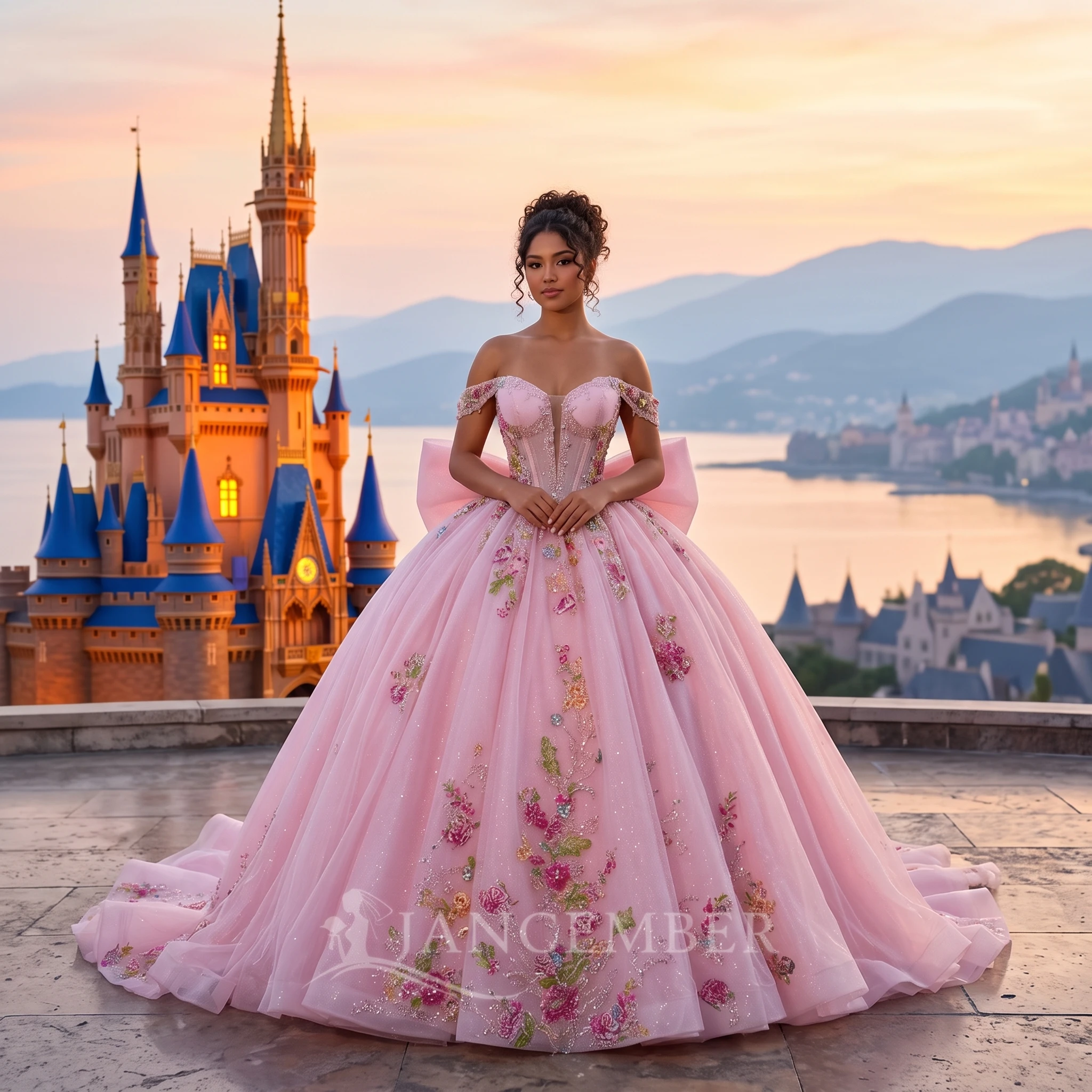 Customized Glitter Pink Crystal Beading Ball Gown Quinceanera Dresses Off The Shoulder Sequined vestido de 15 quinceañera