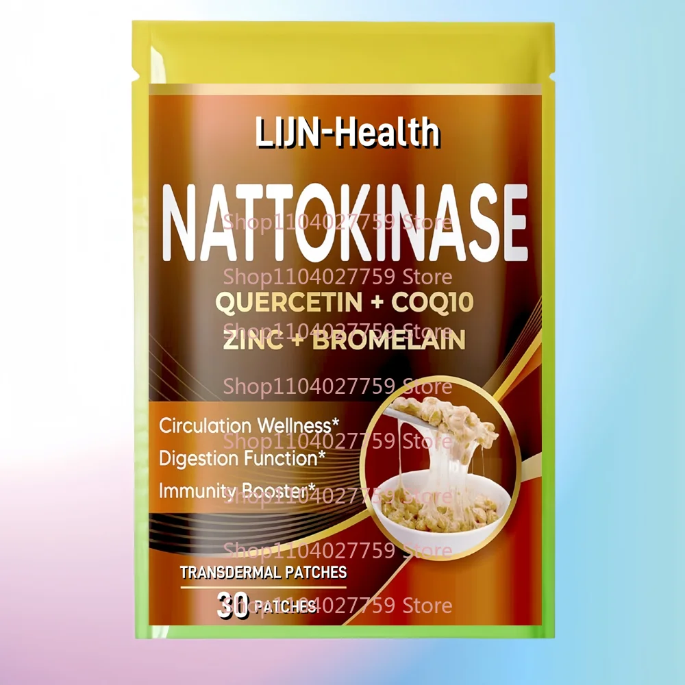 

30 Patches Nattokinase Transdermal Patches with Quercetin, Coq10 for Digestion Wellness, Immunity Booster