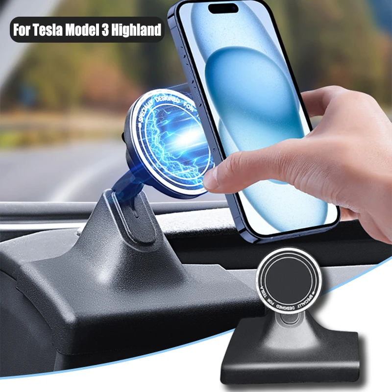 Auto-Handyständer 360° °   Rotierender Instrumententisch, magnetischer Telefonnavigationsständer für Tesla Model 3, Highland 2023 2024