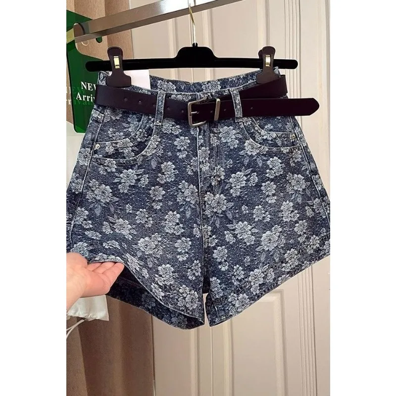 

Персонализированные свободные джинсовые шорты в стиле ретро с принтом и высокой талией, новые летние шорты 2025 г.