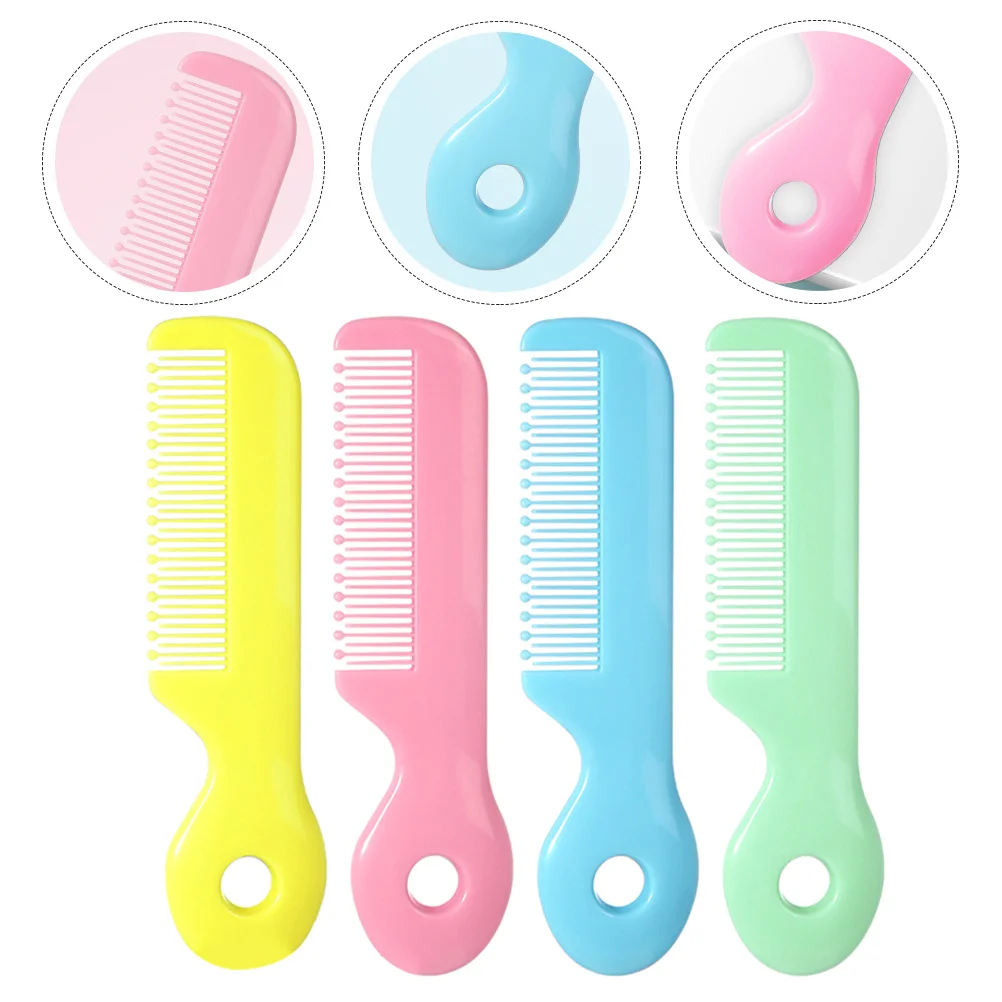 

4Pcs Detangling Baby Hair Comb Set for Newborn Toddler Infant Round Teeth Combs Lightweight Portable Nursery Care