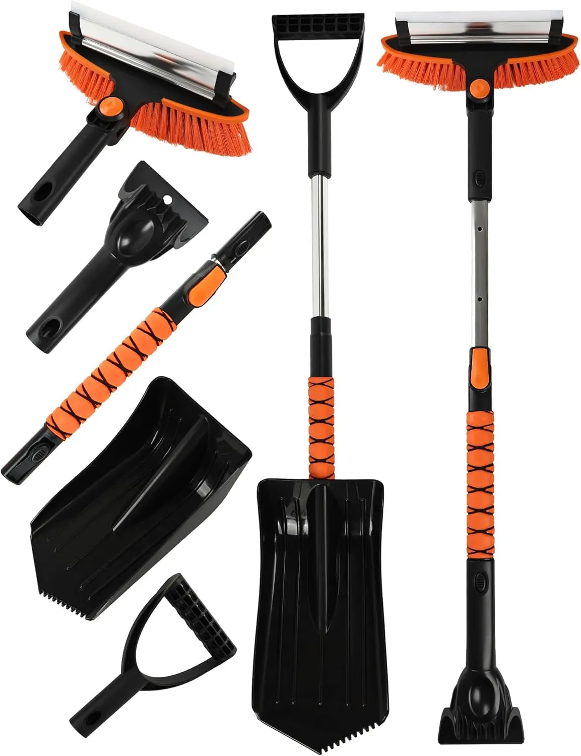 

Удлиняемый скребок для льда и щетка для снега 41 дюйм с эргономичной ручкой для автомобилей, грузовиков, внедорожников - 360 ° Поворотная головка