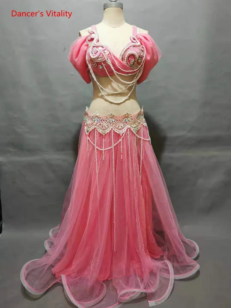 Belly Dance Suit Diamond Bra Split Big Swing Skirt Performance Clothes Oriental Dancing Woman High-End Competition Clothing Set