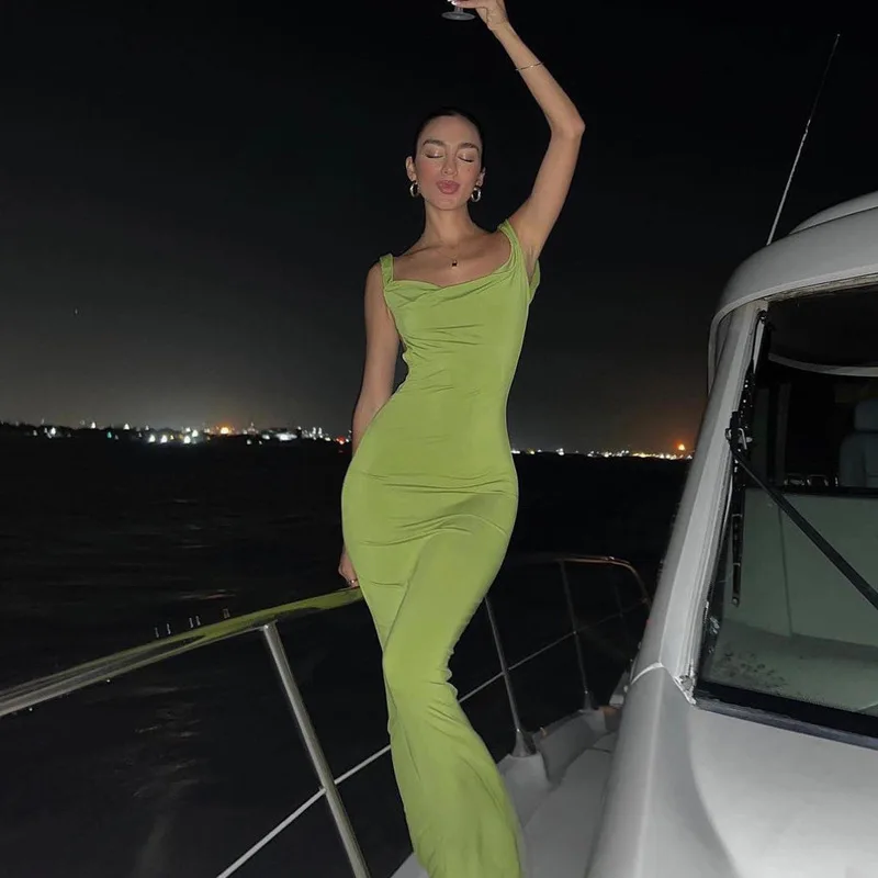 

New European and American Style2025Spring Summer New Women's Fashion Backless Bodycon Elegant Dress