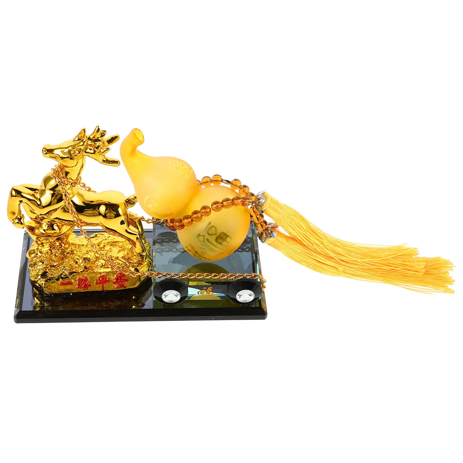 

Creative Resin Car Dashboard Ornament Deer Gourd Symbol Good Luck Interior Decoration Aromatherapy Perfume Holder Car Scent
