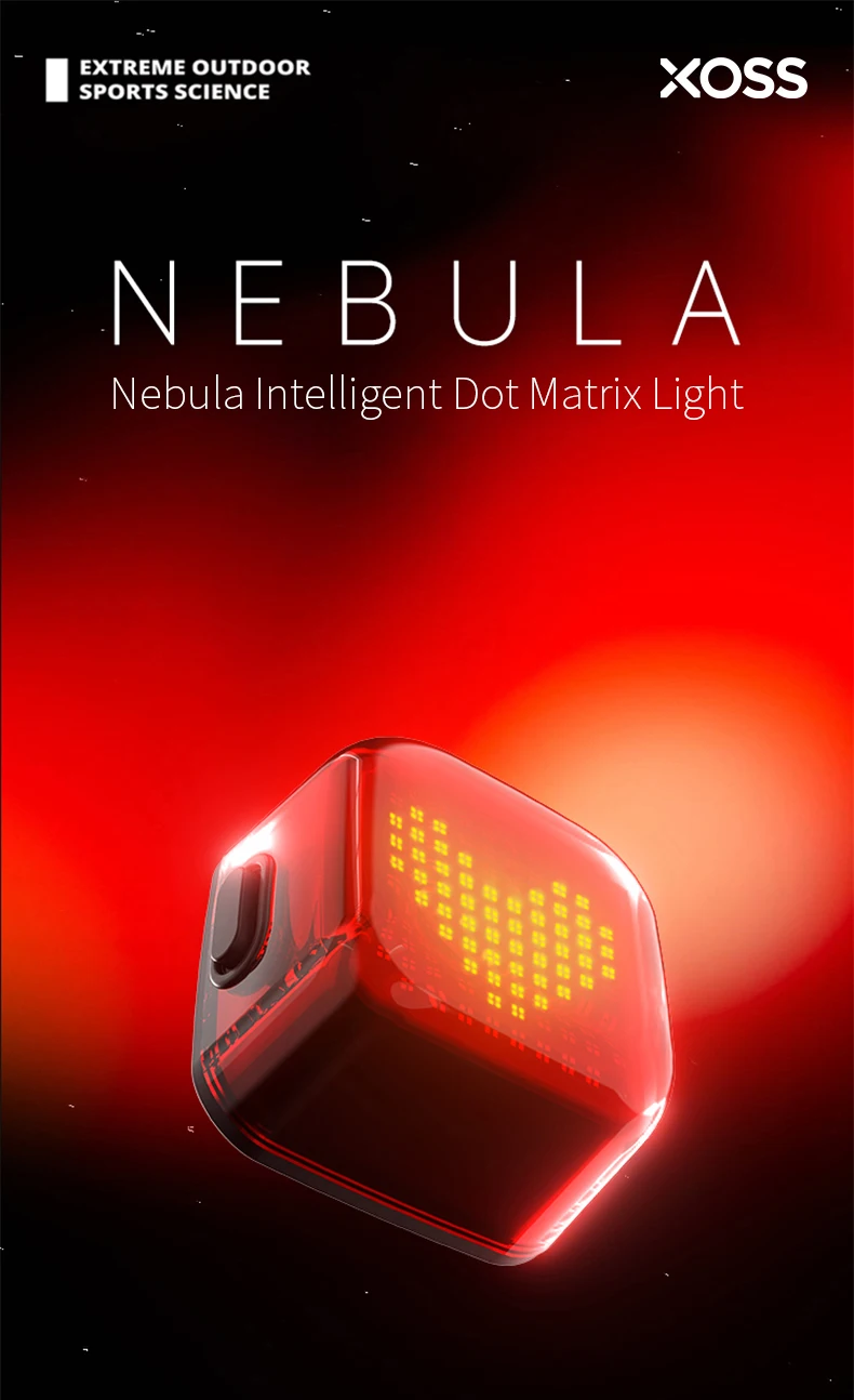 XOSS Nebula Intelligent Emoji Bicycle Tail Light Brake Sensing Night Riding Taillight Auto Start-Stop IPX7 Waterproof Tail Light