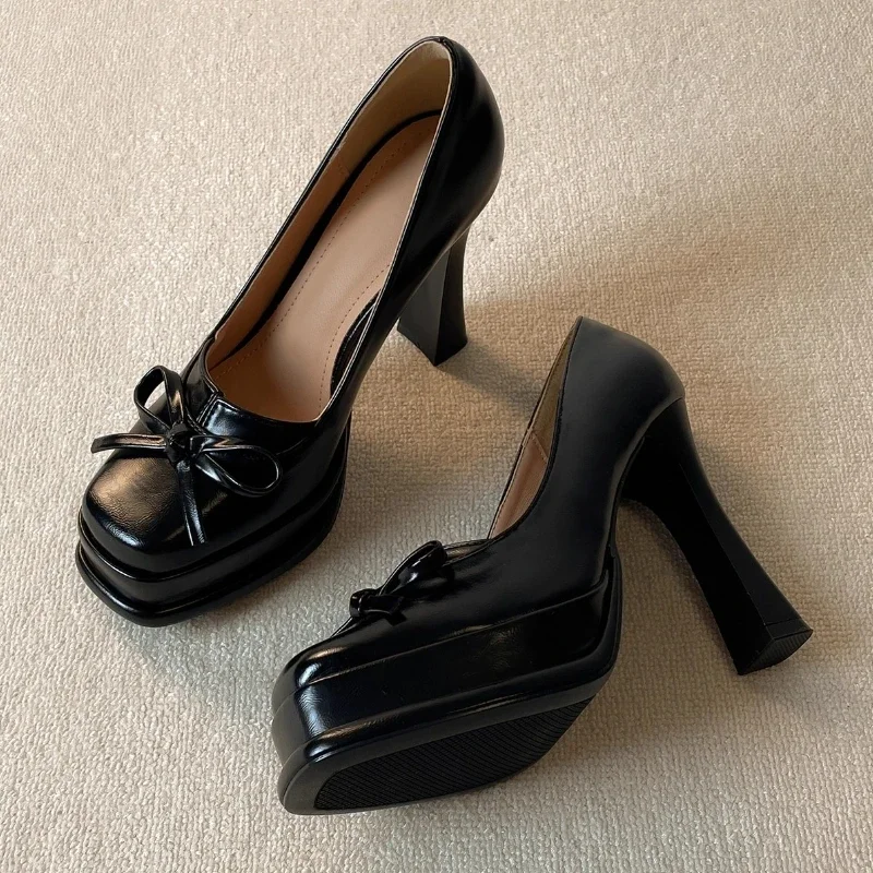 

Сексуальные брендовые женские модные туфли на высоком каблуке с бантом, элегантные модельные туфли на платформе, туфли Мэри Джейн, женские туфли-лодочки, Zapatos De Mujer