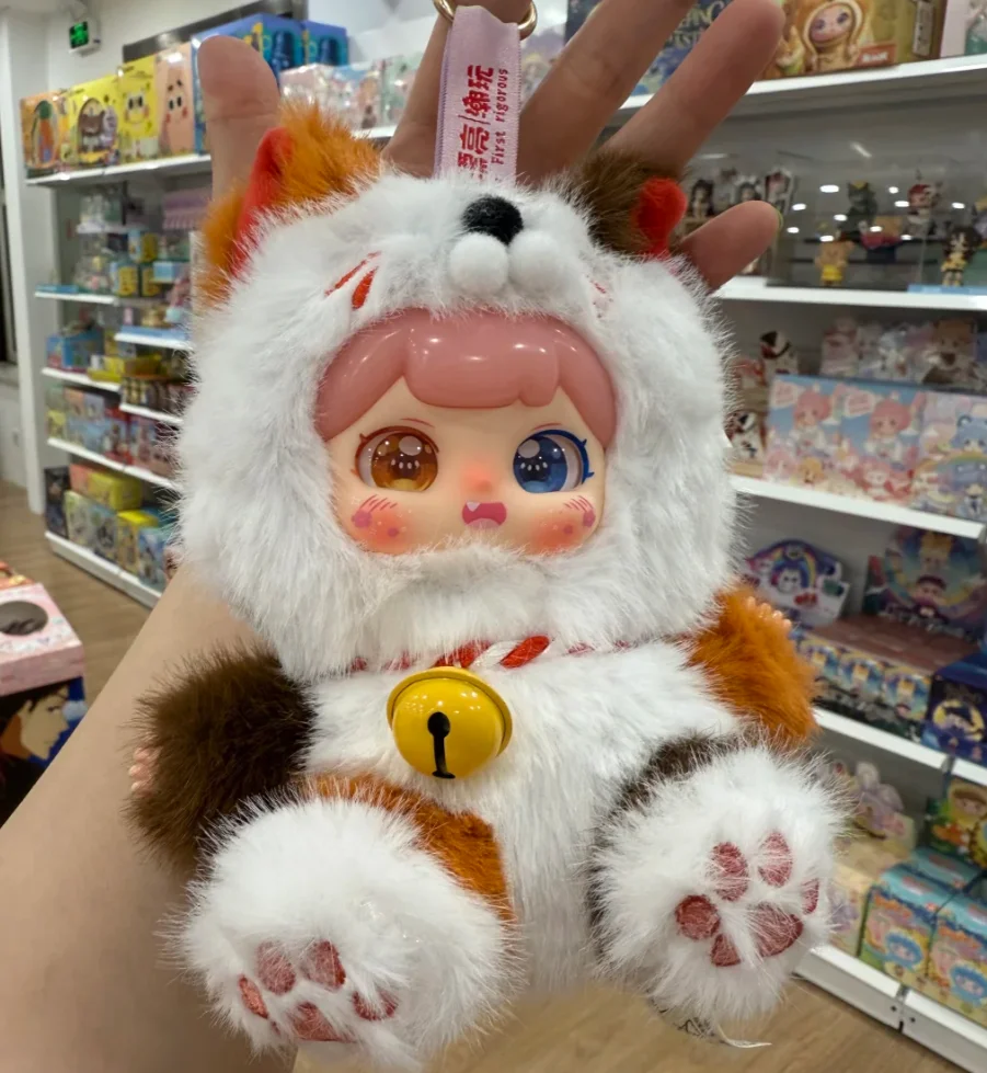 Bebê trêsufufu boa sorte sino série caixa cega de pelúcia vinil bonito boneca pingente caixa mistério brinquedo estatueta decorativa presente desktop