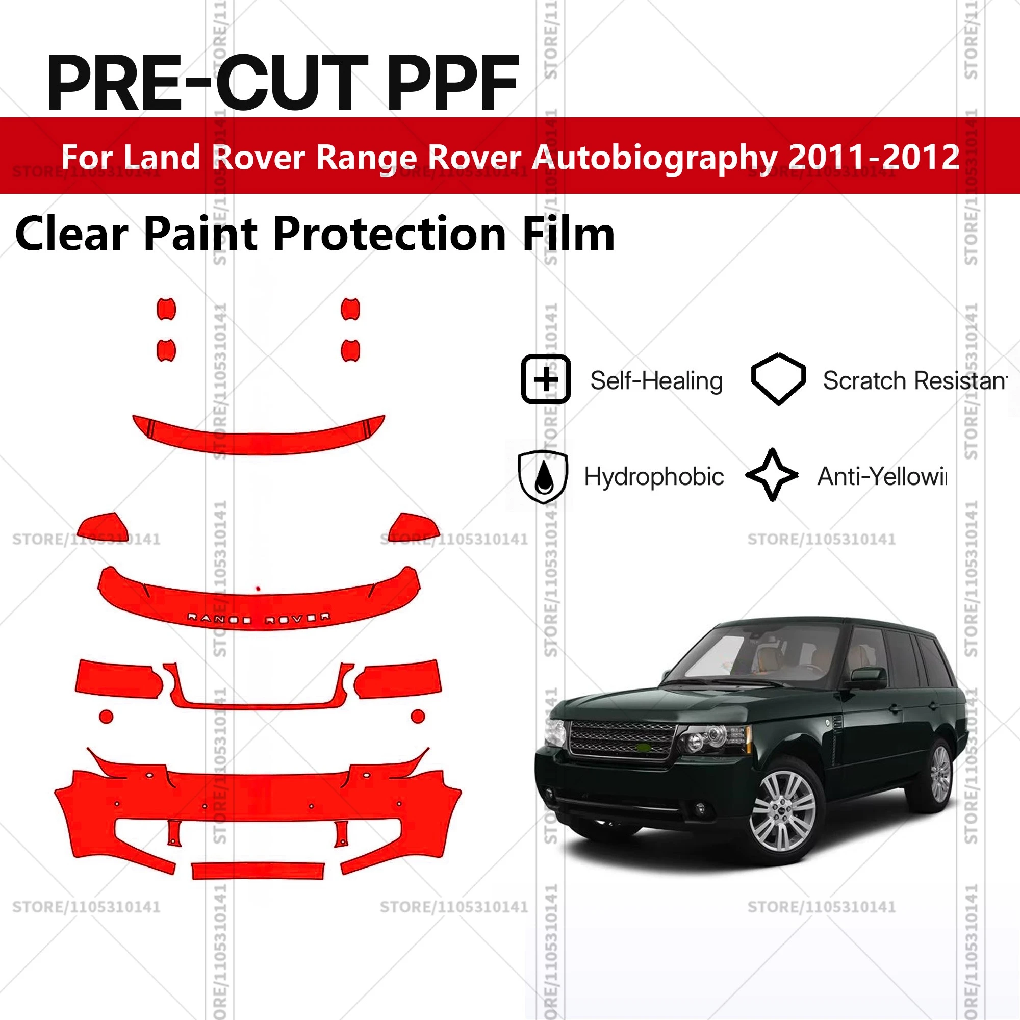 Film de protection de peinture pré-découpé PPF transparent pour voiture, film automobile PPF pour Land Rover Range Rover Autobiography 2011-2012