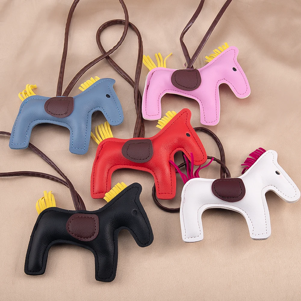 

Premium All-around PU Leather Tiny Pony Embellishment For Female Stylish Multihued Horse Car Keychain Birthday Souvenir Crafts