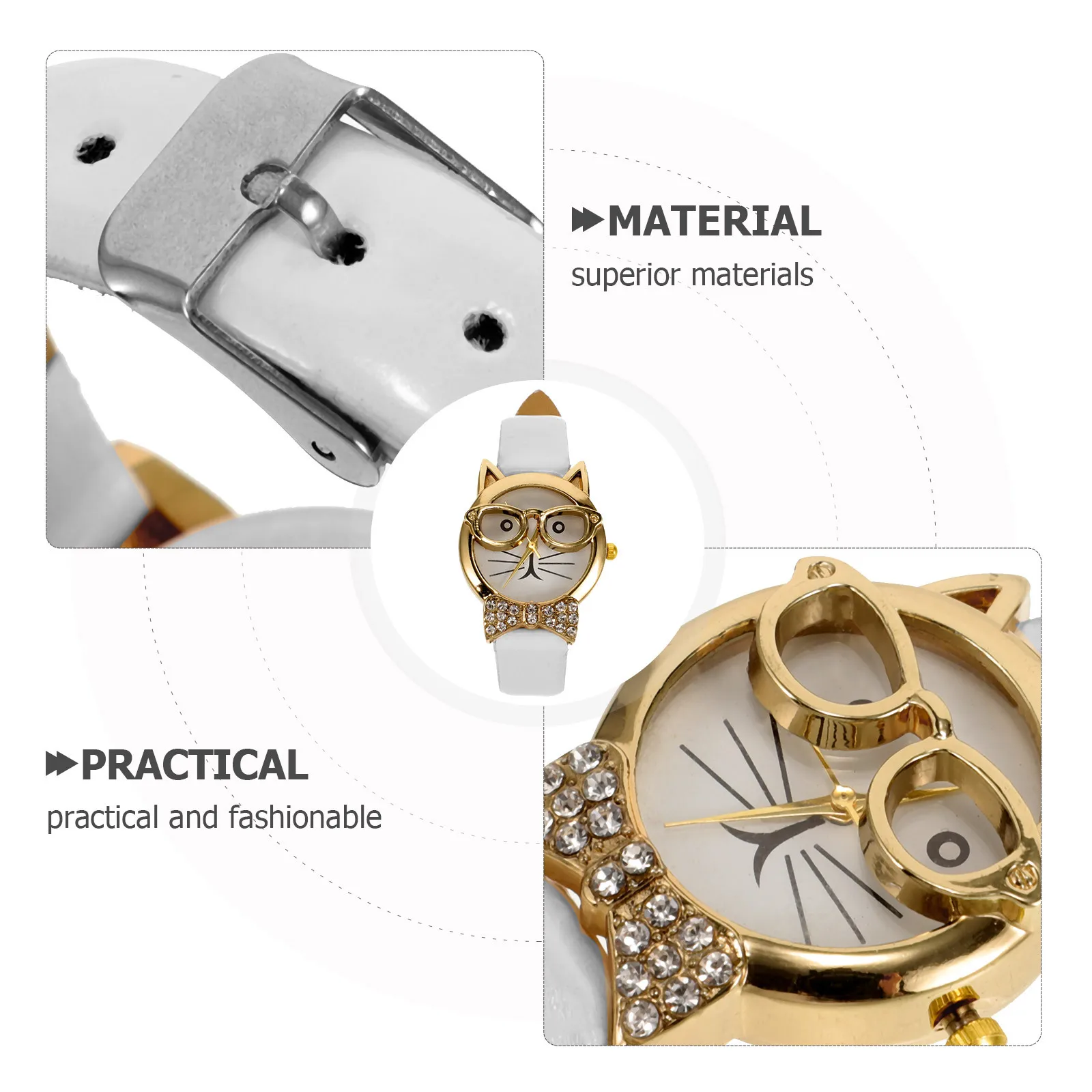 

Cartoon Cat Face Wristwatch for Women Fashionable Gift Watch Lightweight Leisure Wristwatch Decorative Timepiece