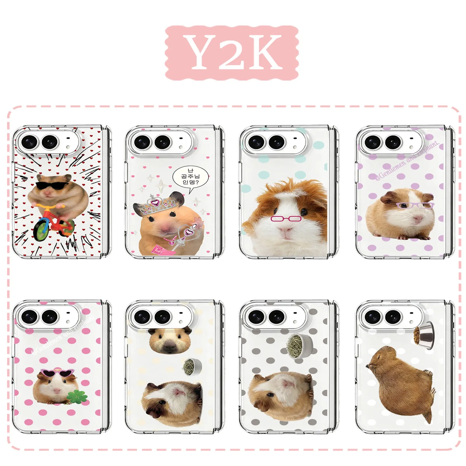Korean Cute Hamster Phone Case for Samsung Galaxy Z Flip3 Flip4 Flip5 Flip6 Flip7 Fold7 Fold4 5G Soft TPU Airbag PC Back Cover