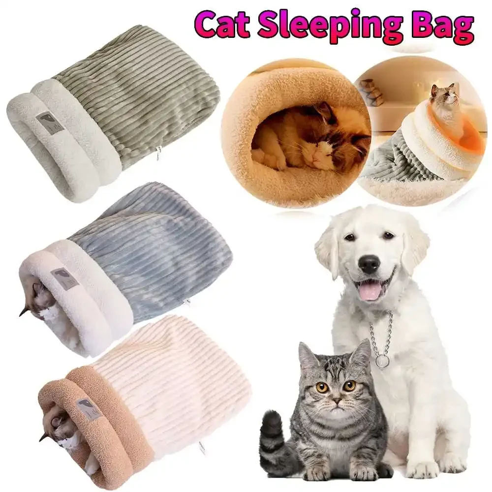 Warm Cat Sleeping Bag Soft Cat Bed Comfortable Funny Tunnel Cat Nest Closed Pet House for Winter Cat Nest Cat Accessories Cats