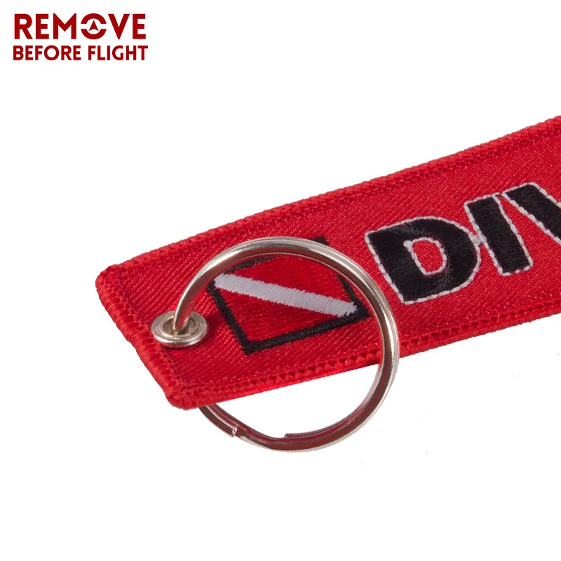 5PCS Diver Keychain Emboridery Keyring Pendant Tags Keychain Rectangle Keyring For Diver Bag Luggage Tag Aviation Gifts