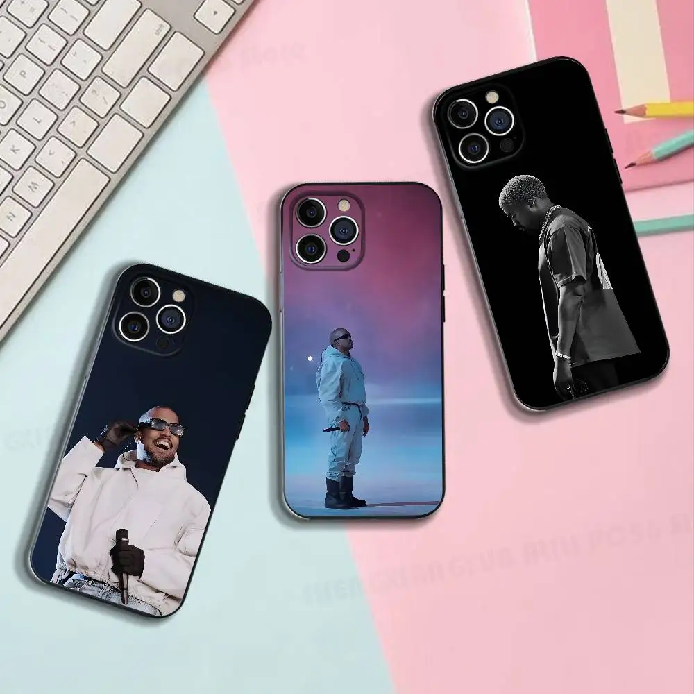 

K-Kanye Singer West Black Matte Phone Case For IPhone 17,16,15,14,13,12,13,12 Pro Max Plus XS Silicone Soft Back Cover