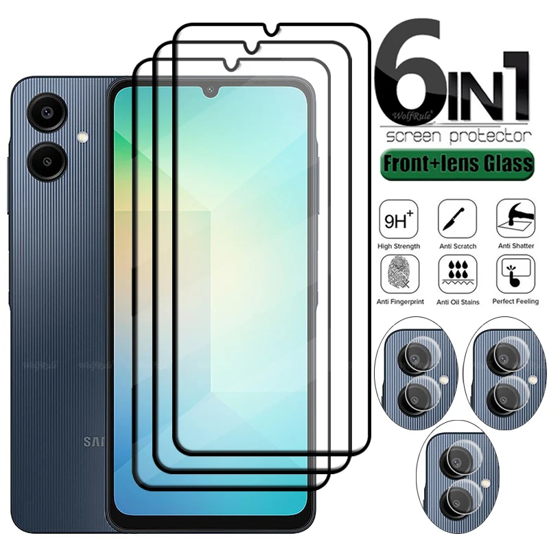 

6-in-1 For Samsung A06 Glass For Samsung Galaxy A06 A 06 Tempered Glass 9H HD Full Cover Screen Protector Samsung A06 Lens Glass