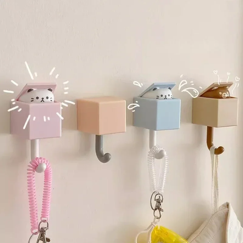 1PC Creative Cat Hook Cute Cartoon Animal Cat Mouse Decorative Hook Dormitory Bedroom Door Hangers Hooks Home Wall Decoration
