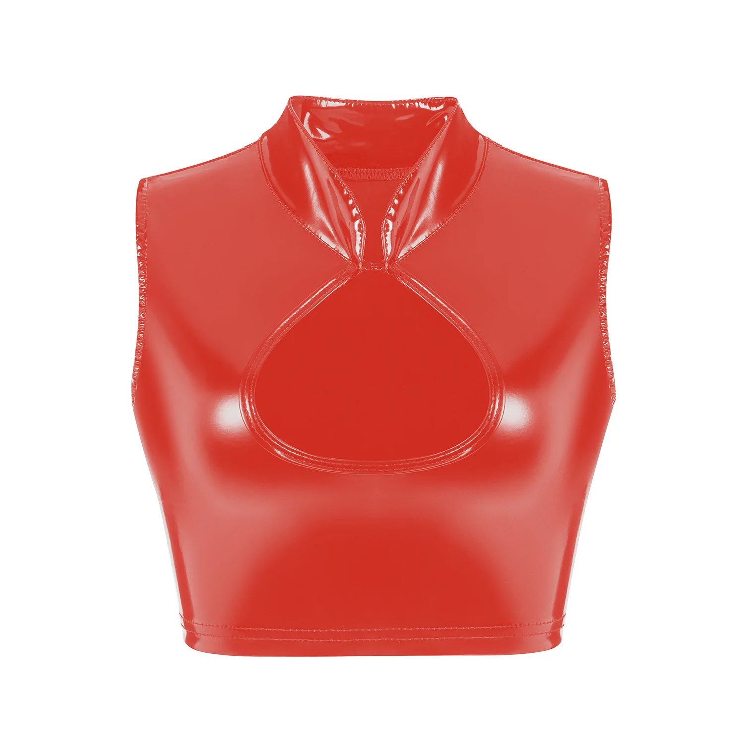 Leather Tank Crop Tops Womens Sexy Short Camisole Black Red Slim Elastic Tanks Solid Color Vest Summer Skinny Camis Clubwear