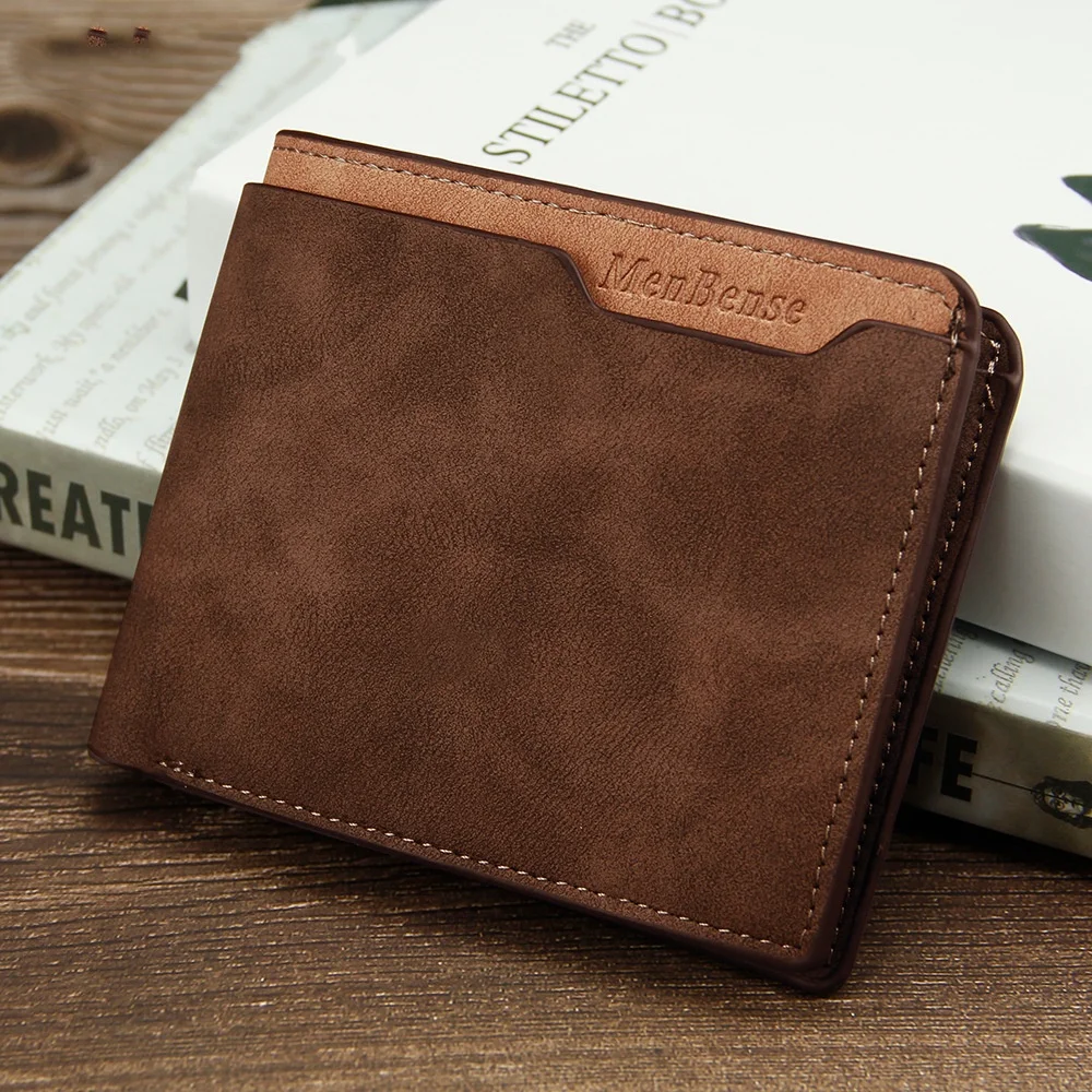 

High quality men's stylish frosted short practical wallet multifunctional fashionable and casual high-quality PU wallet