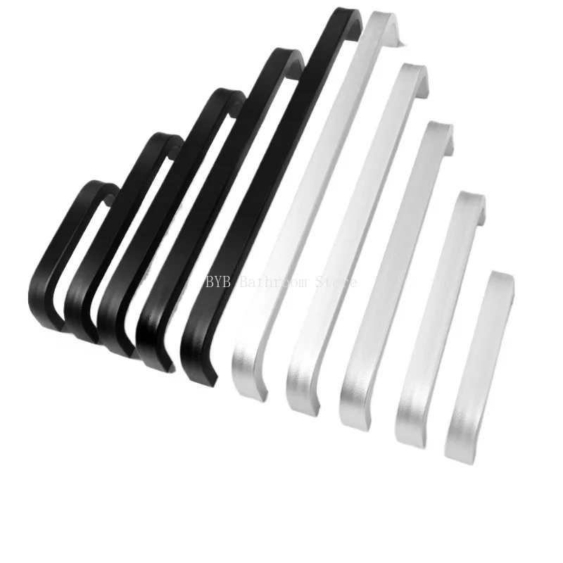 أسود/ذهبي الصلبة سبائك الألومنيوم المطبخ مقابض للخزانة درج خزانة باب خزانة ملابس مقبض مستقيم الأثاث الأجهزة