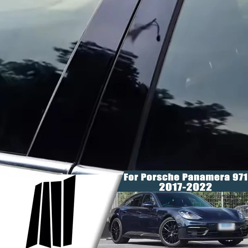 

For Porsche Panamera 971 2017-2022 2018 2019 4pcs Window Center Pillar Film Trim Cover B C Posts Sticker Column Car Accessorie