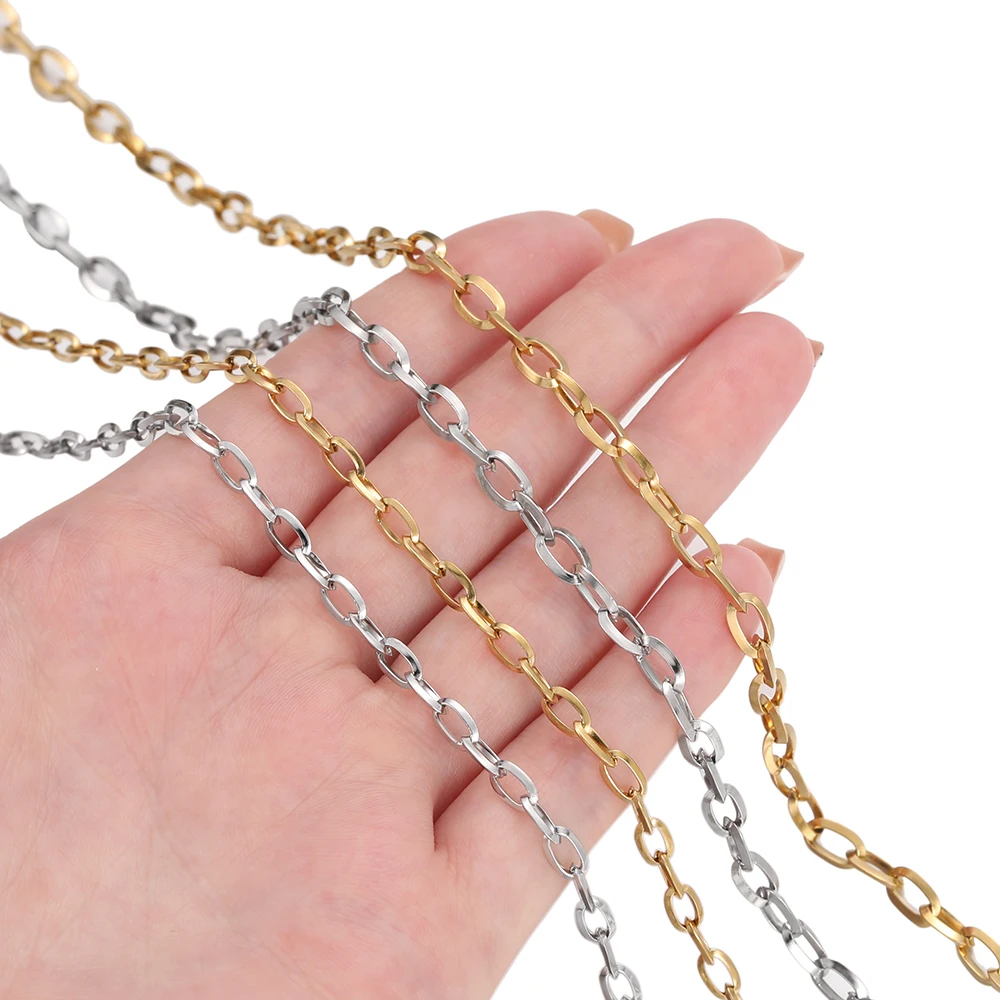 1M/Pack 6.5/7.5mm Stainless Steel Big Hole Gold Steel Handmade Chains for DIY Necklace Bracelet Jewelry Making Accessories image 6