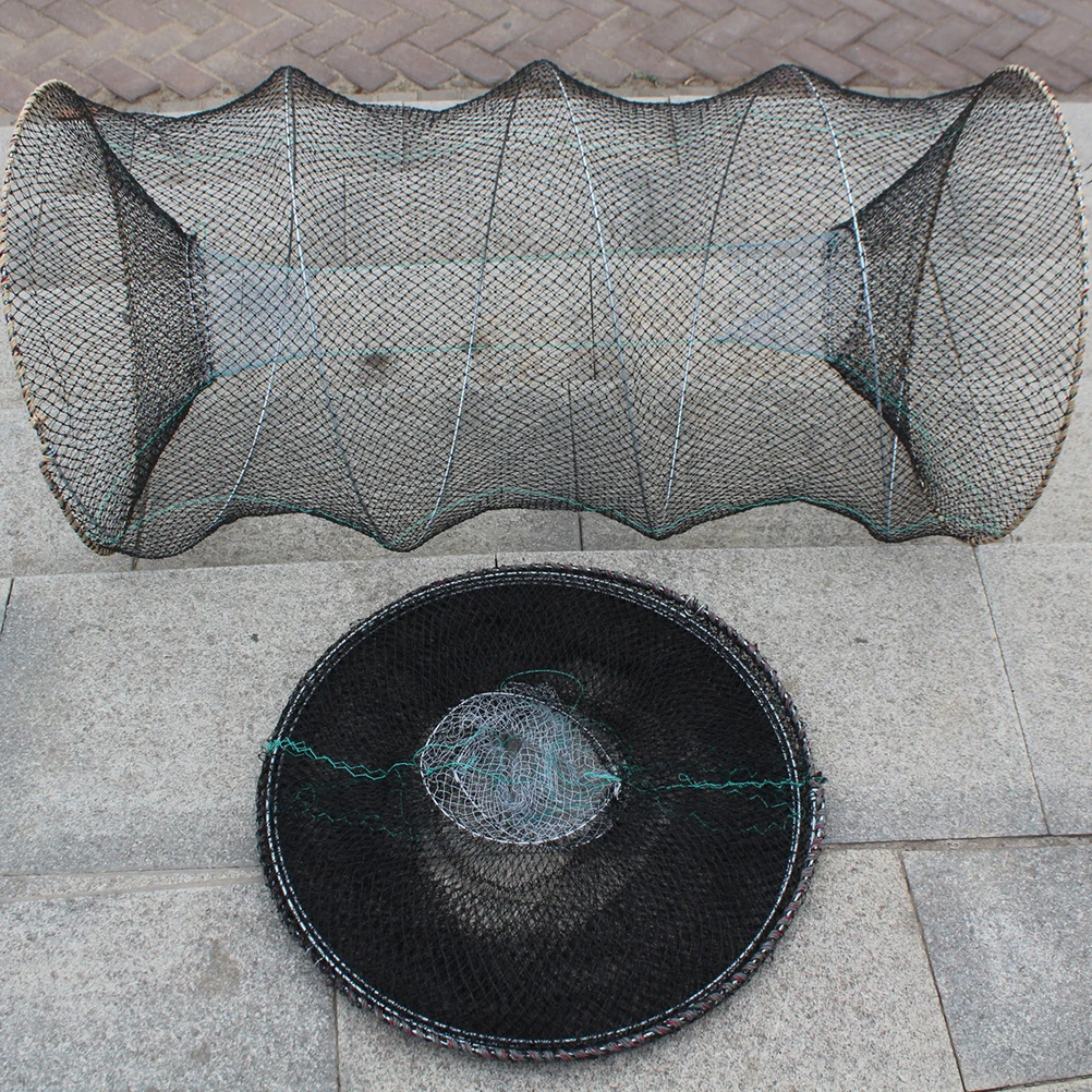 

2 Pcs Folding Fishing Net Casting for Minnows Bag Crab Traps Catching Black Aquarium