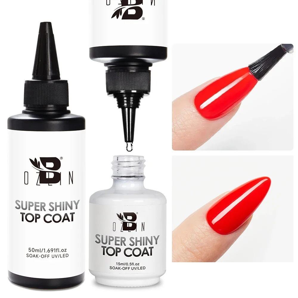 BOZLIN 50ml Super Shinny Top Coat Gel smalto per unghie Base Gel opaco Top Coat vernice semipermanente Soak Off Nail Art funzionale