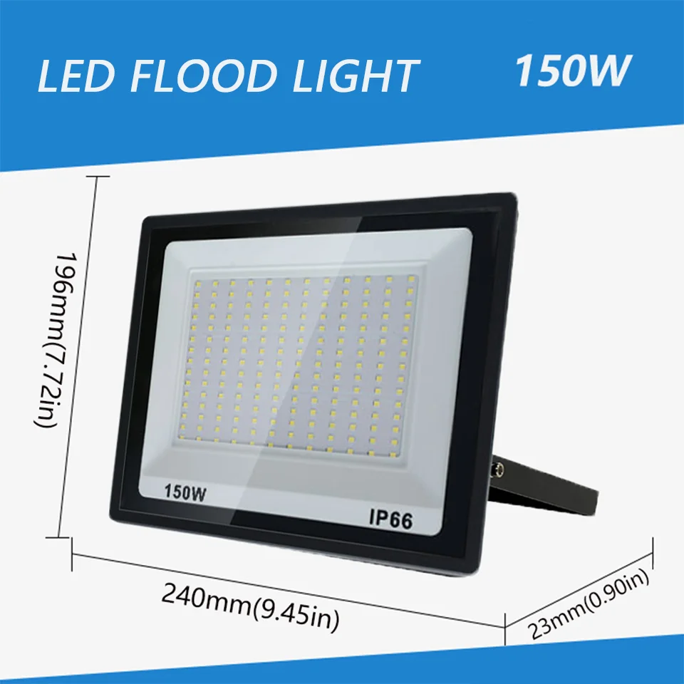 NONE LED-Flutlicht, IP66, wasserdicht, AC220 V, 10 W, 20 W, 30 W, 50 W, 100 W, 150 W, 200 W, 300 W, Strahler, Garten, Straße, Tor, Wandfluter im Freien 7