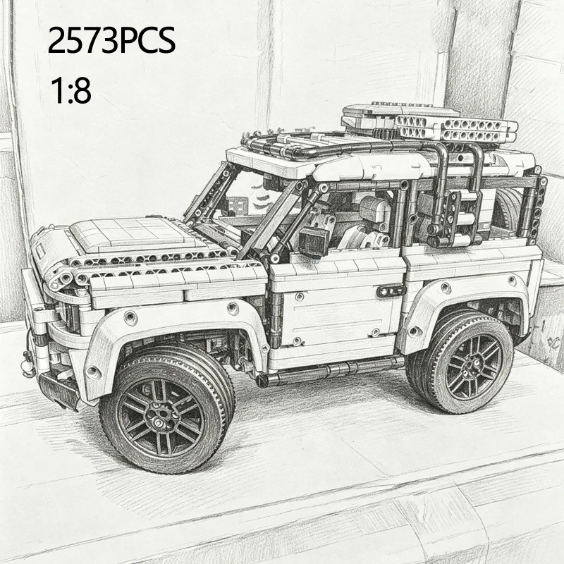 2573PCS 1:8 Technical Defender Off Road Car Model Building Blocks Assemble Bricks SUV Vehicle Educational Toys Gift
