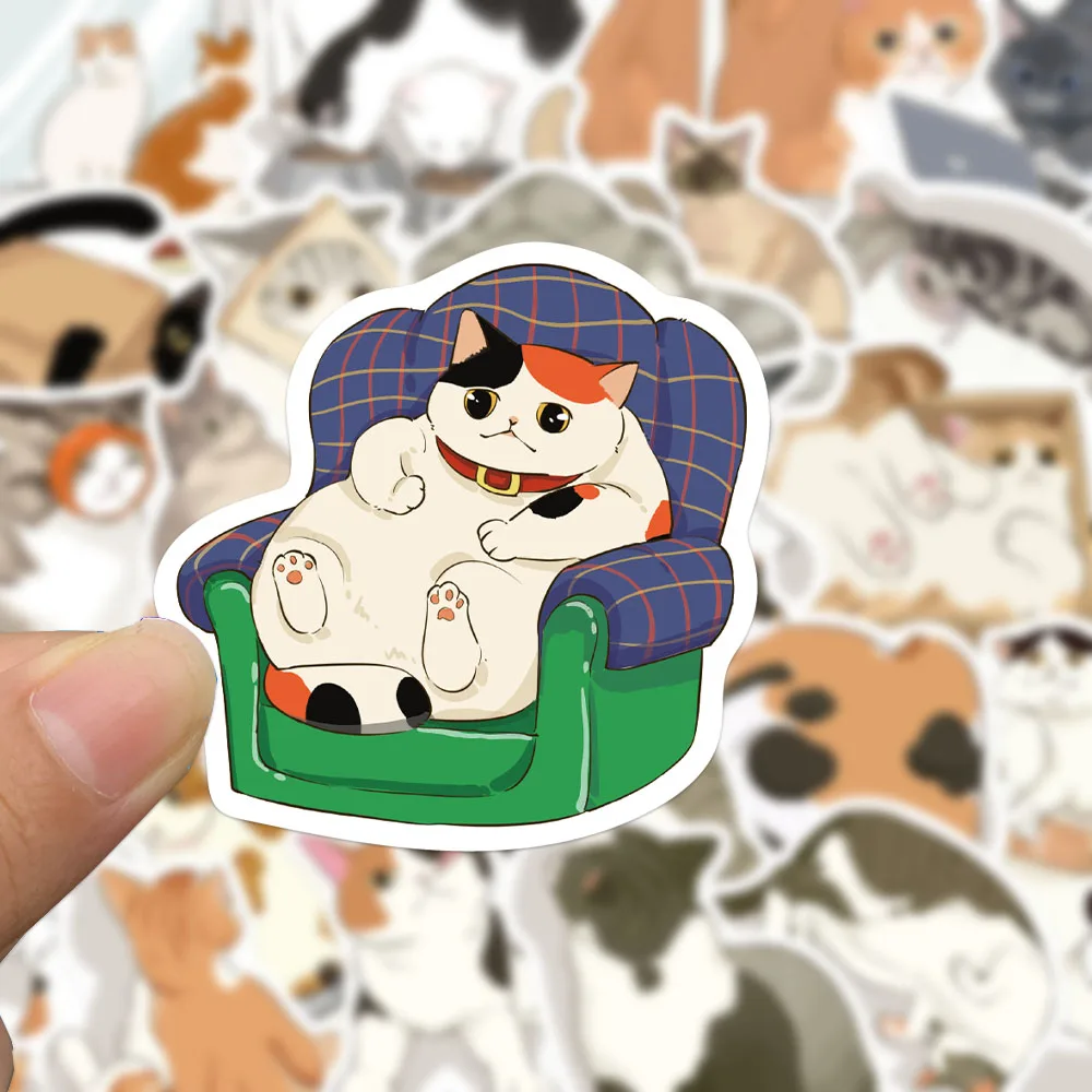 50PCS Lethargic Kitty Stickers Cute Cartoon Animals Decals For Luggage Notebooks Phone Case Skateboard Stickers DIY Cartoon Toy