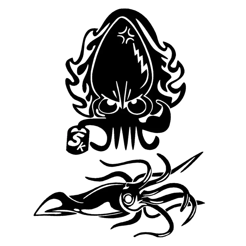 Car Stickers Octopus Squid Reflective Car Window Sticker Waterproof Fishing Box Decor Decals.