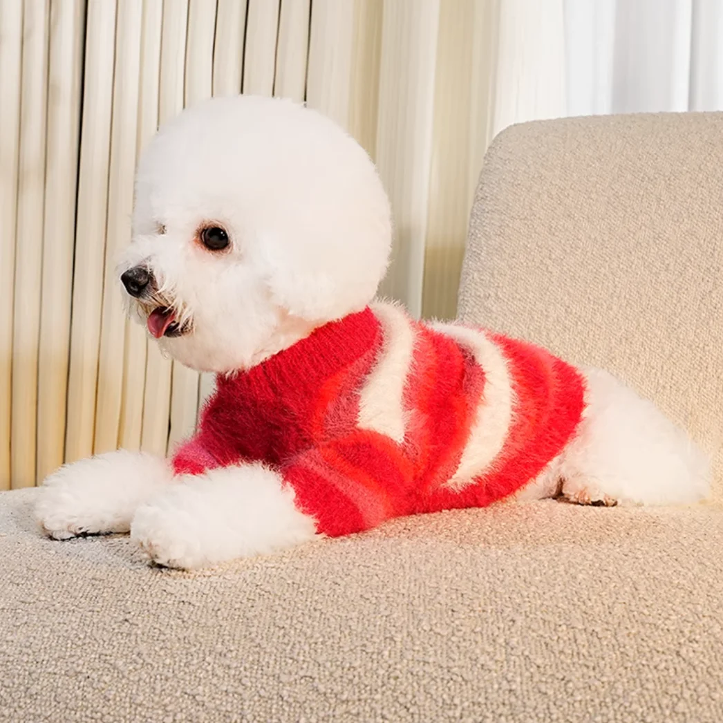 Dog Stripe Sweater Pet Clothes Autumn/Winter Bottom Sweater Schnauzer Bears Malzis Sisch Small Dog Cat Sweater Puppy Clothes