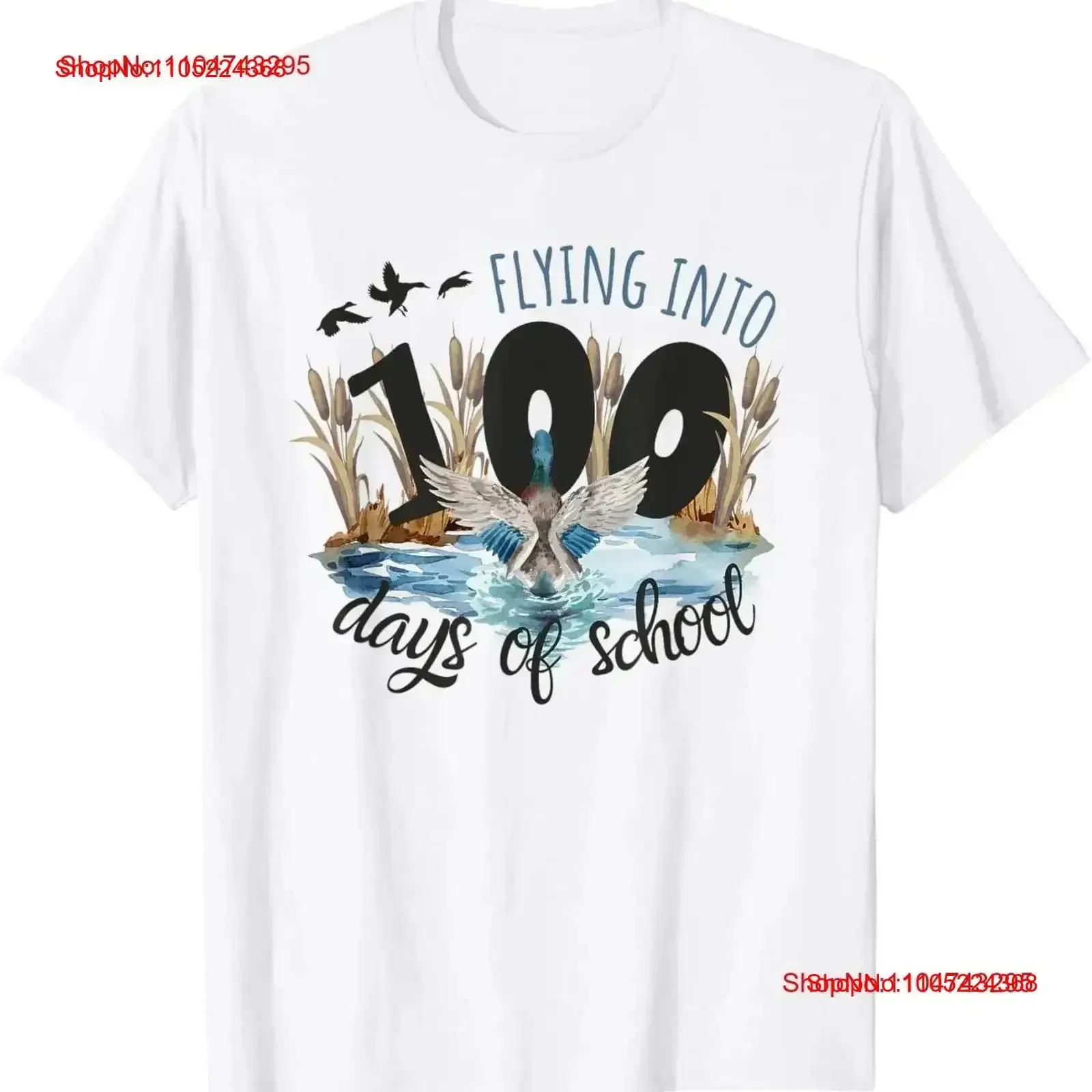 

Flying into 100 Days of School Duck Hunting 100th Day Party T Shirt vintage Washed fashion Casual Versatile streetwear Stylish